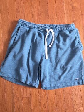 Vineyard Vines Teal Terry Cloth Athletic Shorts with White Drawstring